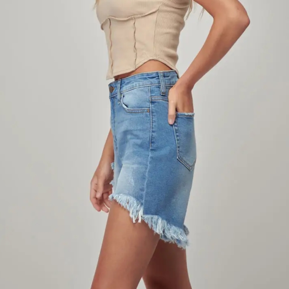 NWT Denim Frayed Cut Offs In Light Wash